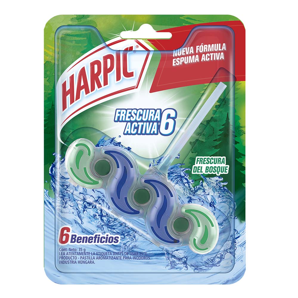 Harpic® Frescura Activa Canastilla Pastilla Aromatizante Para Inodoros, Frescura Del Bosque 39 G