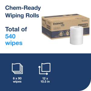 Tork, Everwipe Chem-Ready, 1 ply, 5.00"x5.00", Nonwoven Fabric, General Purpose Wipers, White