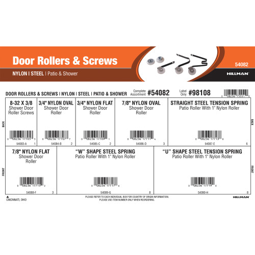 Door Rollers & Screws Assortment (Nylon & Steel for Patio or Shower)