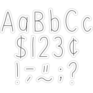 Black on White Hand Drawn 4" Letters Combo Pack, 262 Pieces