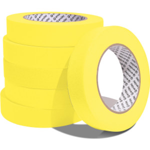 Masking Tape, 1" x 60 Yards, Yellow, Pack of 6
