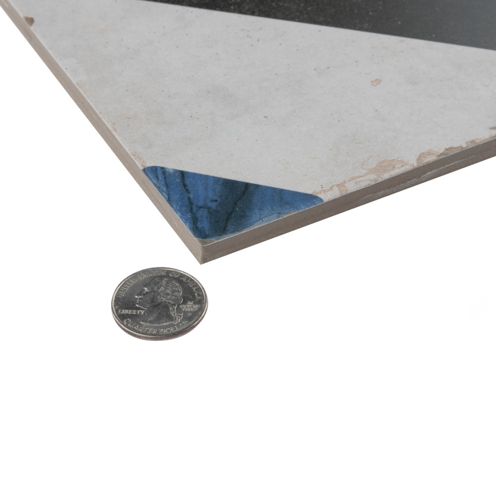 Renaissance Deco Indigo Frame 7-7/8 in. x 7-7/8 in. Porcelain Floor and Wall Tile