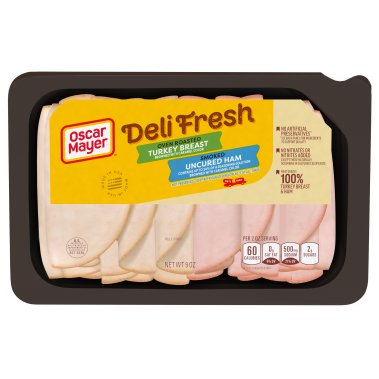 Deli Fresh Oven Roasted Turkey Breast & Smoked Ham Combo, 9 oz Tray
