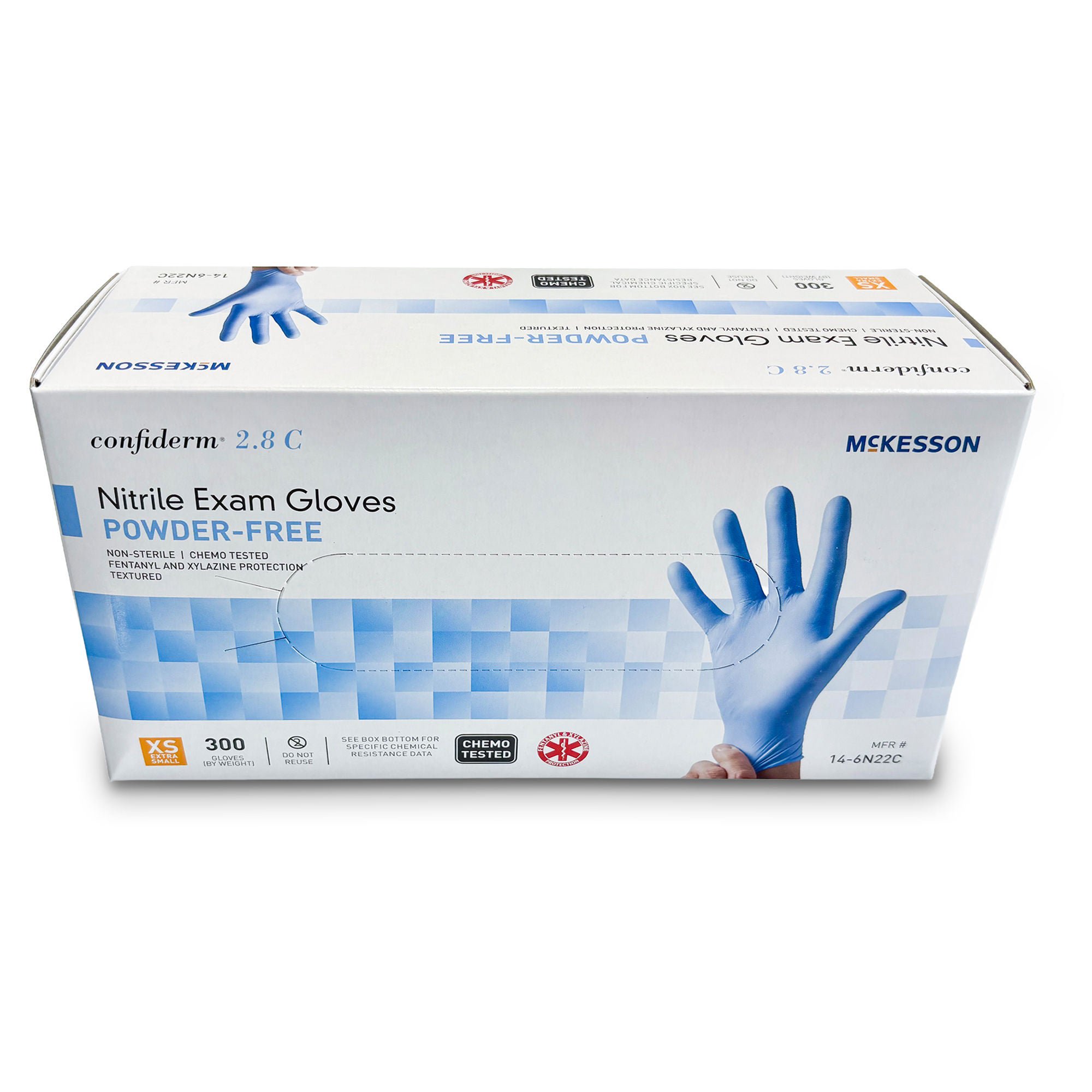 McKesson Confiderm® 2.8C Nitrile Exam Gloves, Extra Small, Ocean Blue