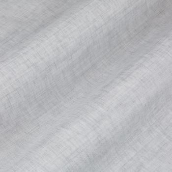 Light gray woven linen curtain, hanging in gentle horizontal folds with visible cross-weave texture; filtering soft, diffuse daylight in a neutral, close-up interior view (no visible window or room features).