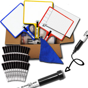 Customizable Handheld Whiteboards with Clear Dry Erase Sleeves & Markers, Class Set of 36
