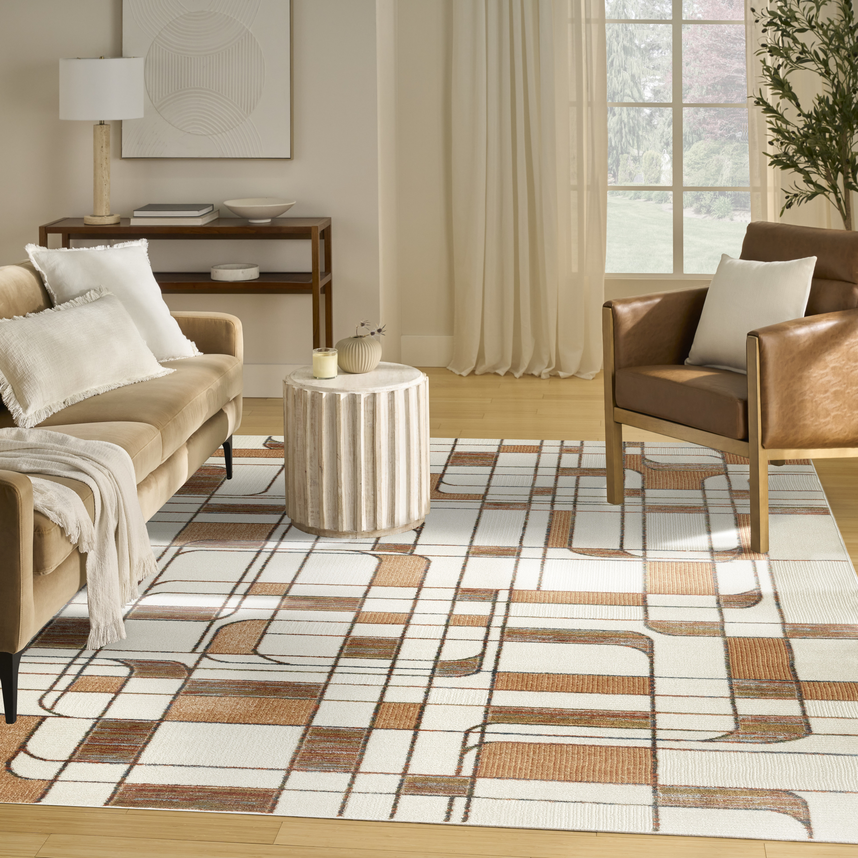 Nourison Nordic 8' x 10' Ivory Rust Mid-Century Modern Indoor Rug