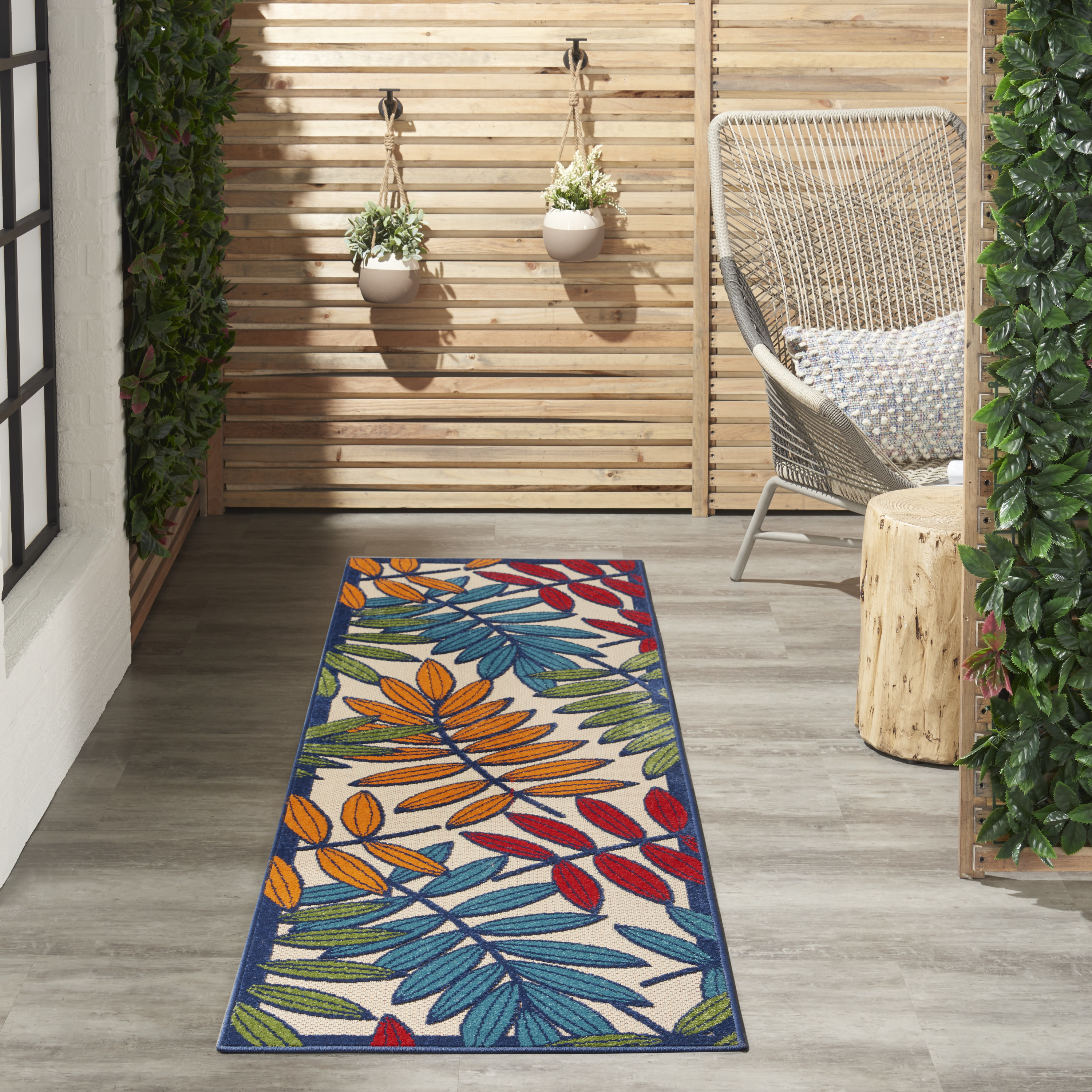 Nourison Aloha 2'3" x 8' Multicolor Tropical Rug