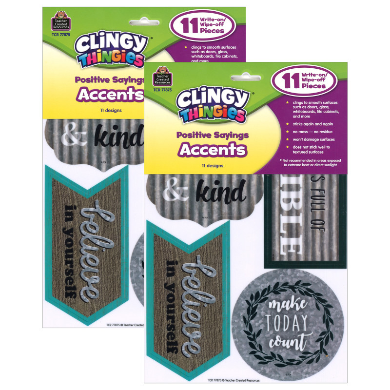 Clingy Thingies® Positive Sayings Accents, 11 Pieces Per Pack, 2 Packs