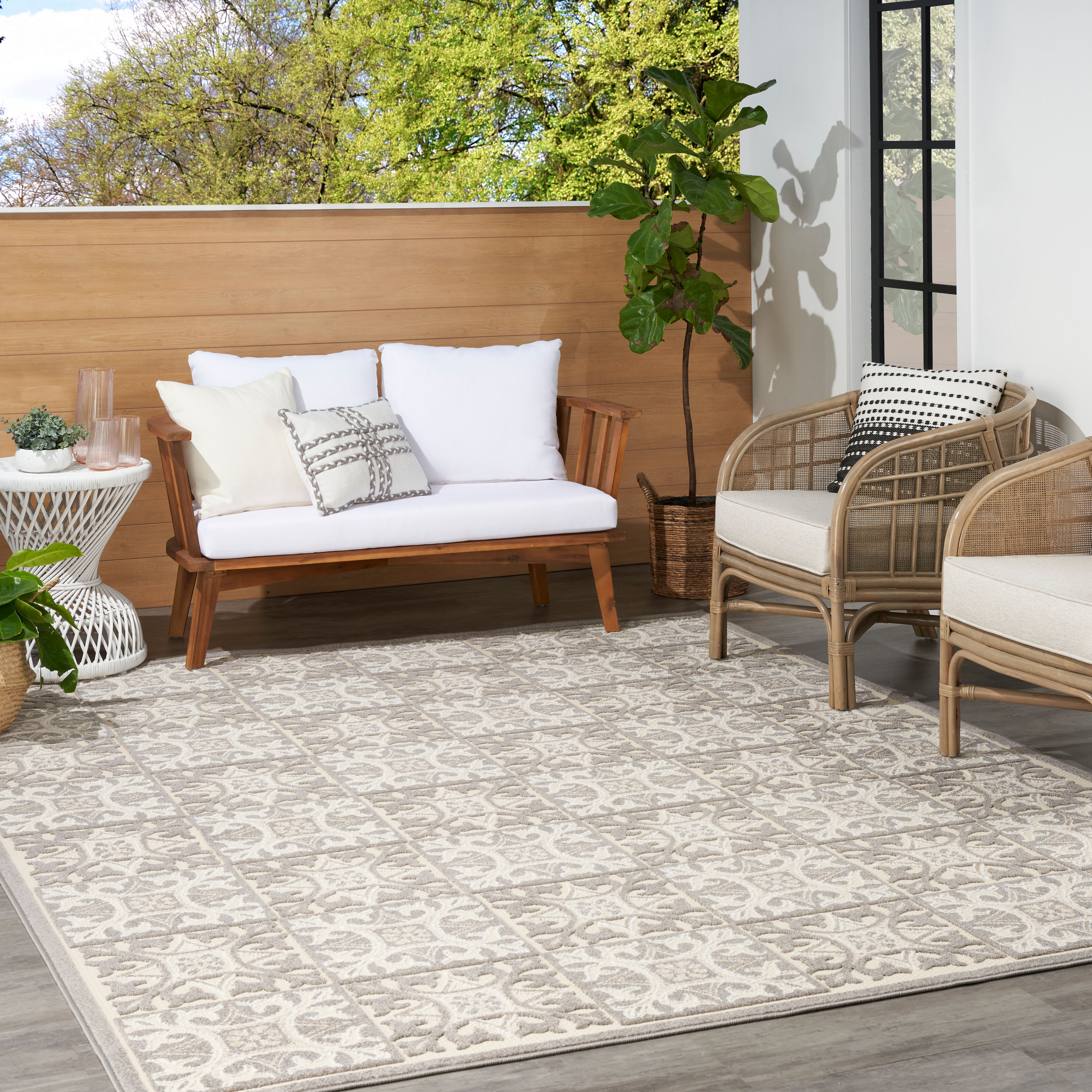 Nourison Aloha 9' x 12' Ivory Grey Contemporary Rug