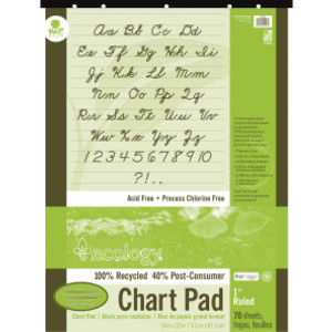 Recycled Chart Pad, Cursive Cover, 1" Ruled, 24" x 32", 70 Sheets