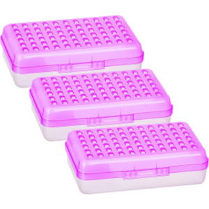 Dots Multipurpose Pencil Case Utility Boxes, Purple, 3 Count