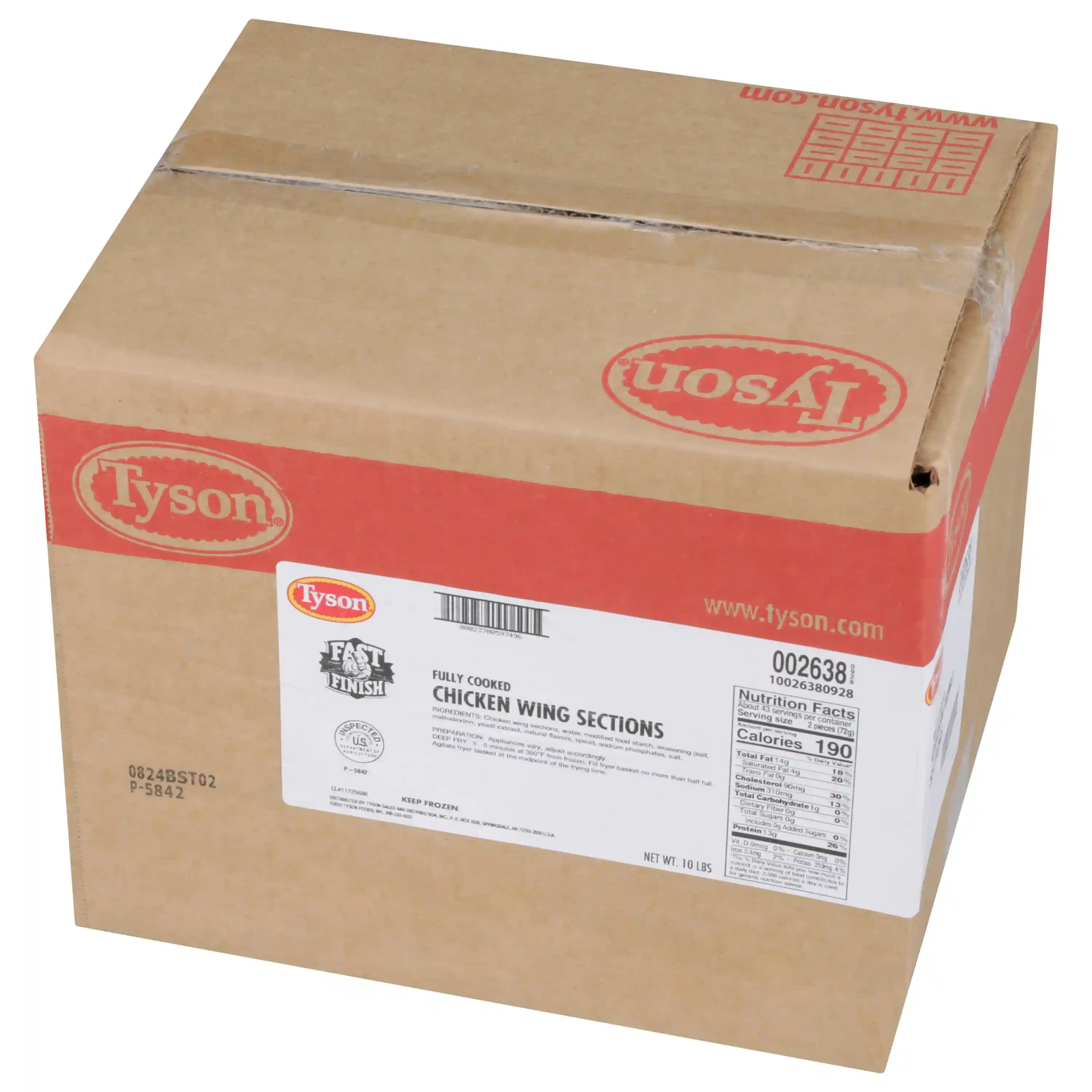 Tyson® Fast Finish® Fully Cooked Coated Bone-In Chicken Wing Sections, Jumbo_image_6