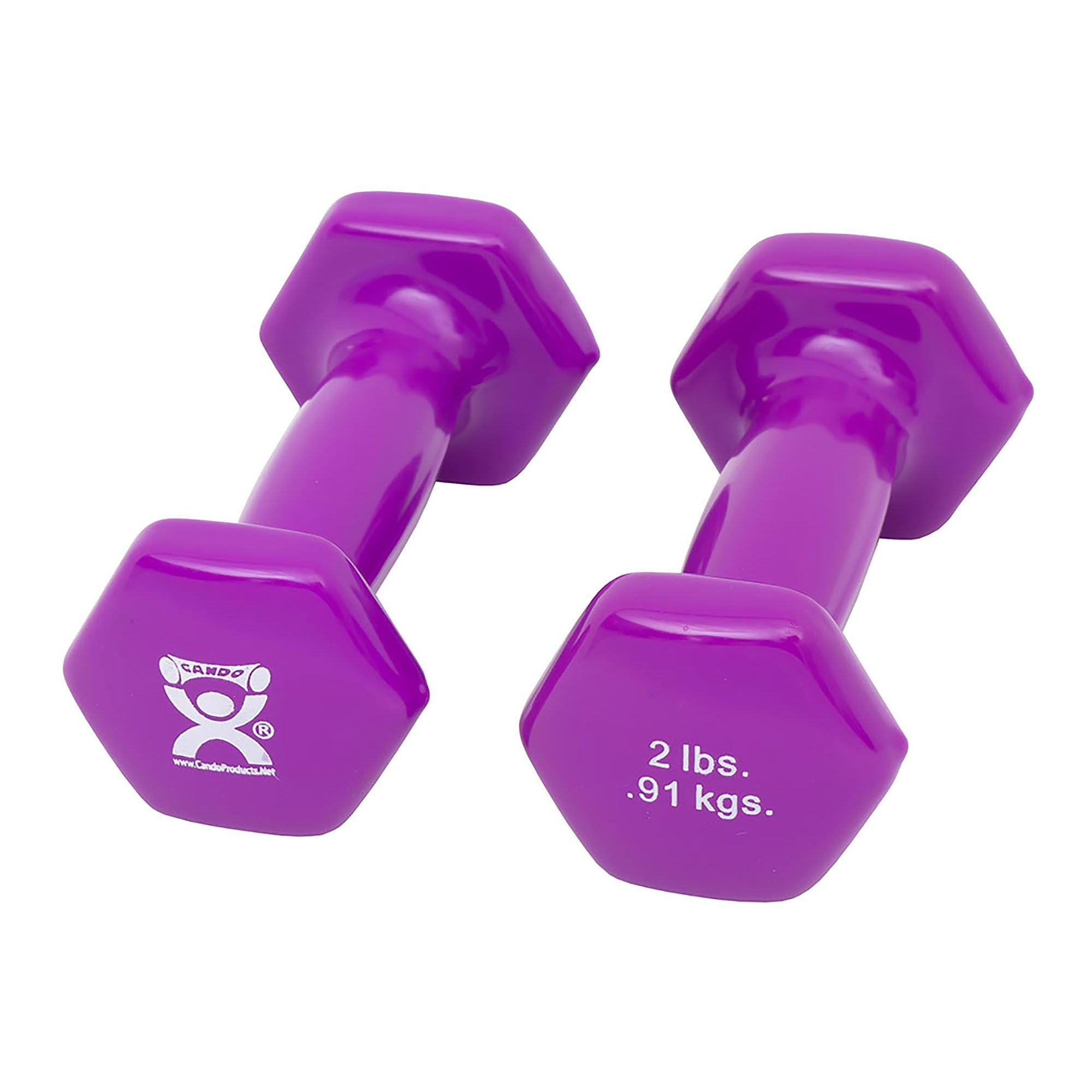 CanDo® Vinyl Coated Dumbbell, Violet, 2 lbs., Pair