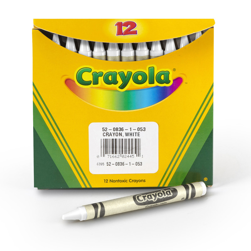 Bulk Crayons, Regular Size, White, 12 Count