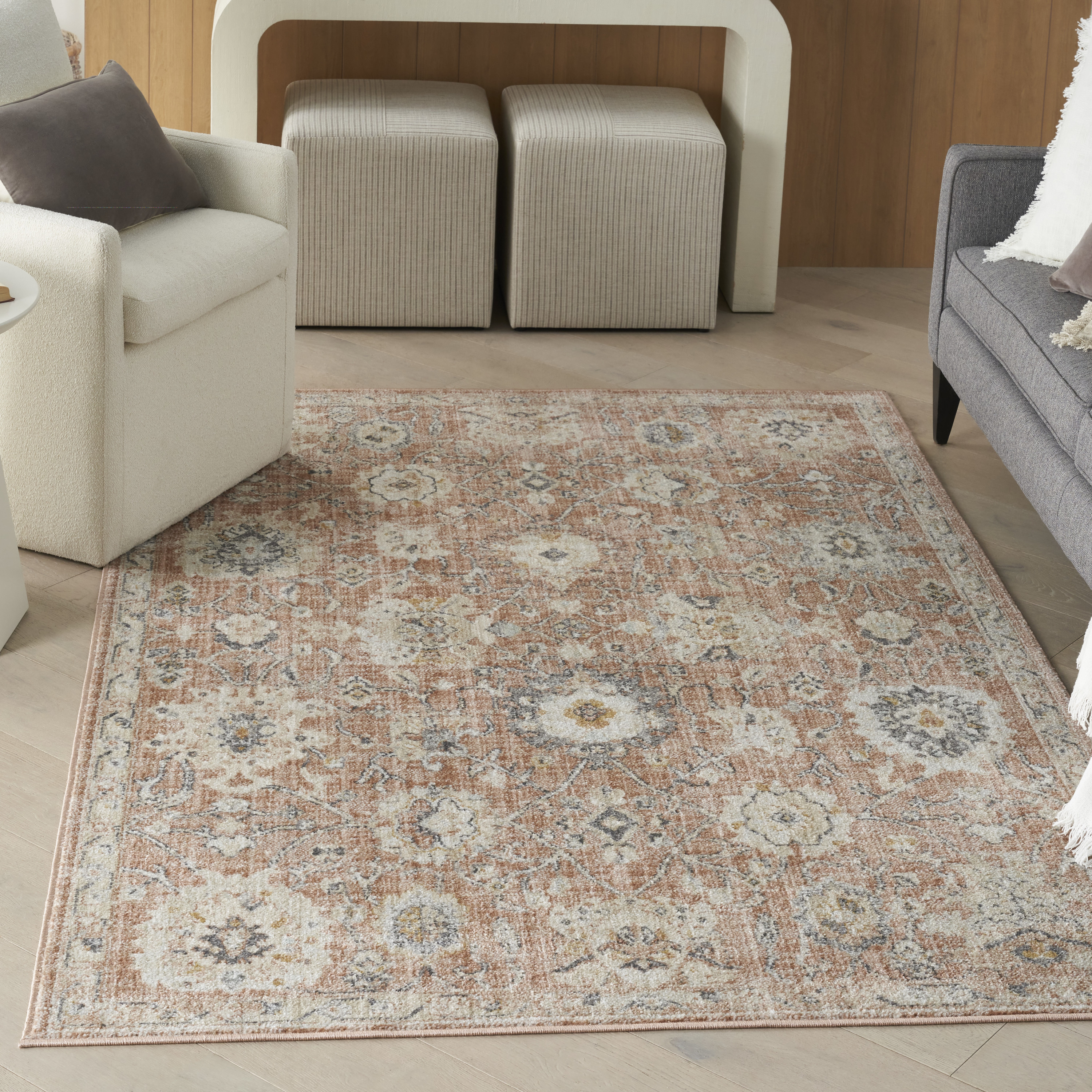 Nourison Oushak Home 4'1" x 5'11" Rust Vintage Indoor Rug