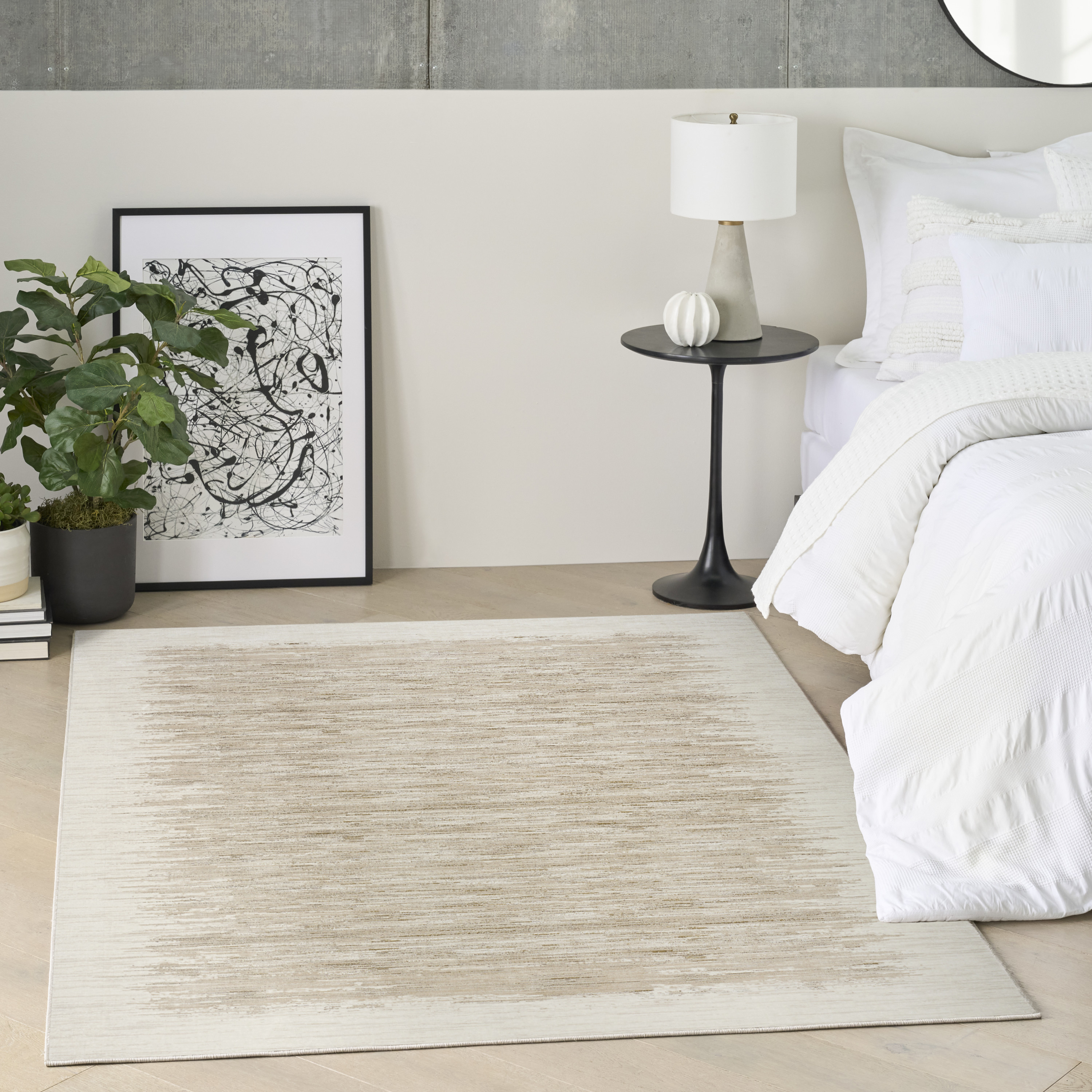 DKNY Grand Street 5'3" x 7'3" Ivory Taupe Modern Indoor Rug
