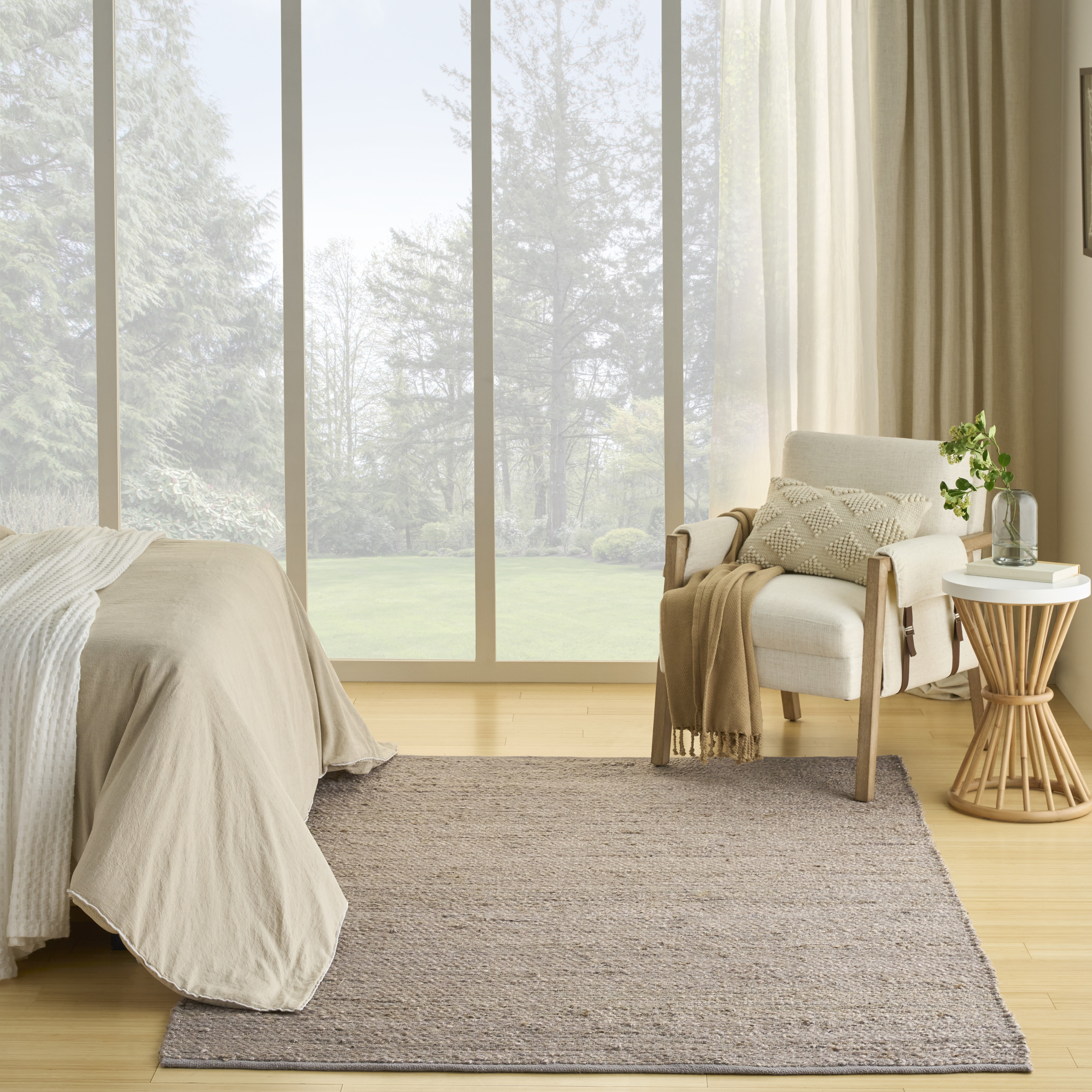 Nourison Natural Jute 6' x 9' Grey Farmhouse Indoor Rug