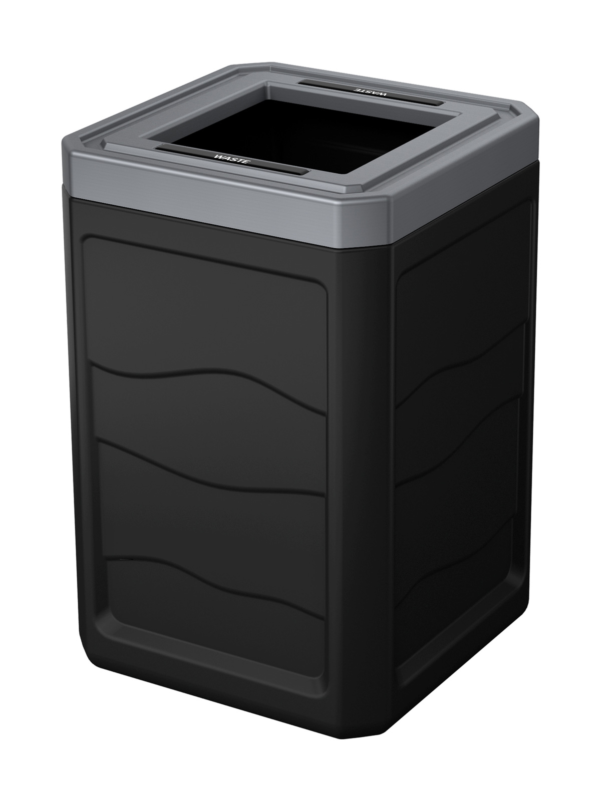 Busch Systems Renegade Series Black Indoor Waste Container Angled