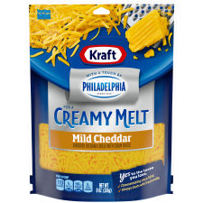 Kraft Mild Cheddar Shredded Cheese with a Touch of Philadelphia for a Creamy Melt, 8 oz Bag