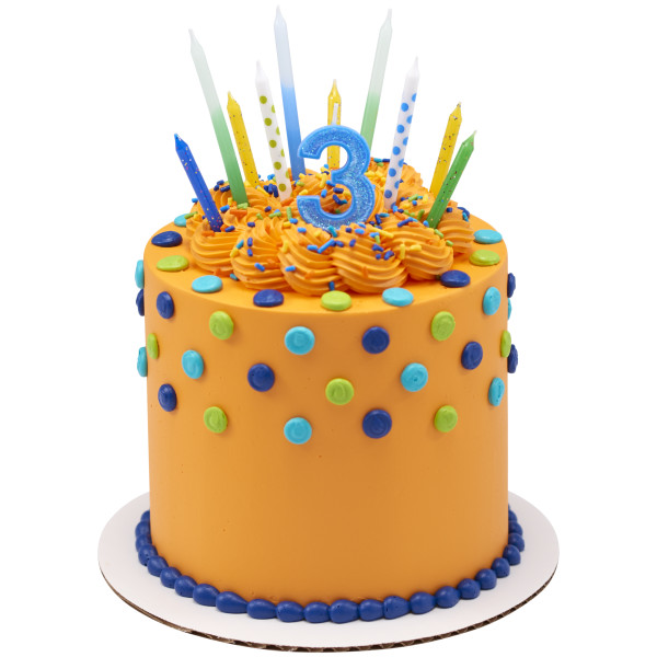 3 Mini Glitter Numeral Candles
