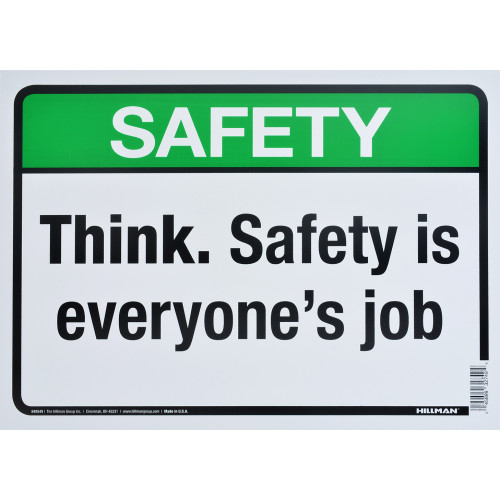 Aluminum Think Safety Sign, 10