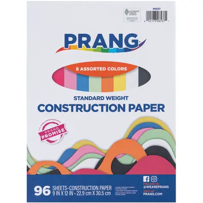 Prang (Formerly Art Street) Construction Paper, 8 Assorted Colors, Standard Weight, 9