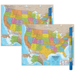 Hemispheres&reg; Blue Ocean Series USA Laminated Wall Map, 38" x 48", Pack of 2 RWPHM02-2
