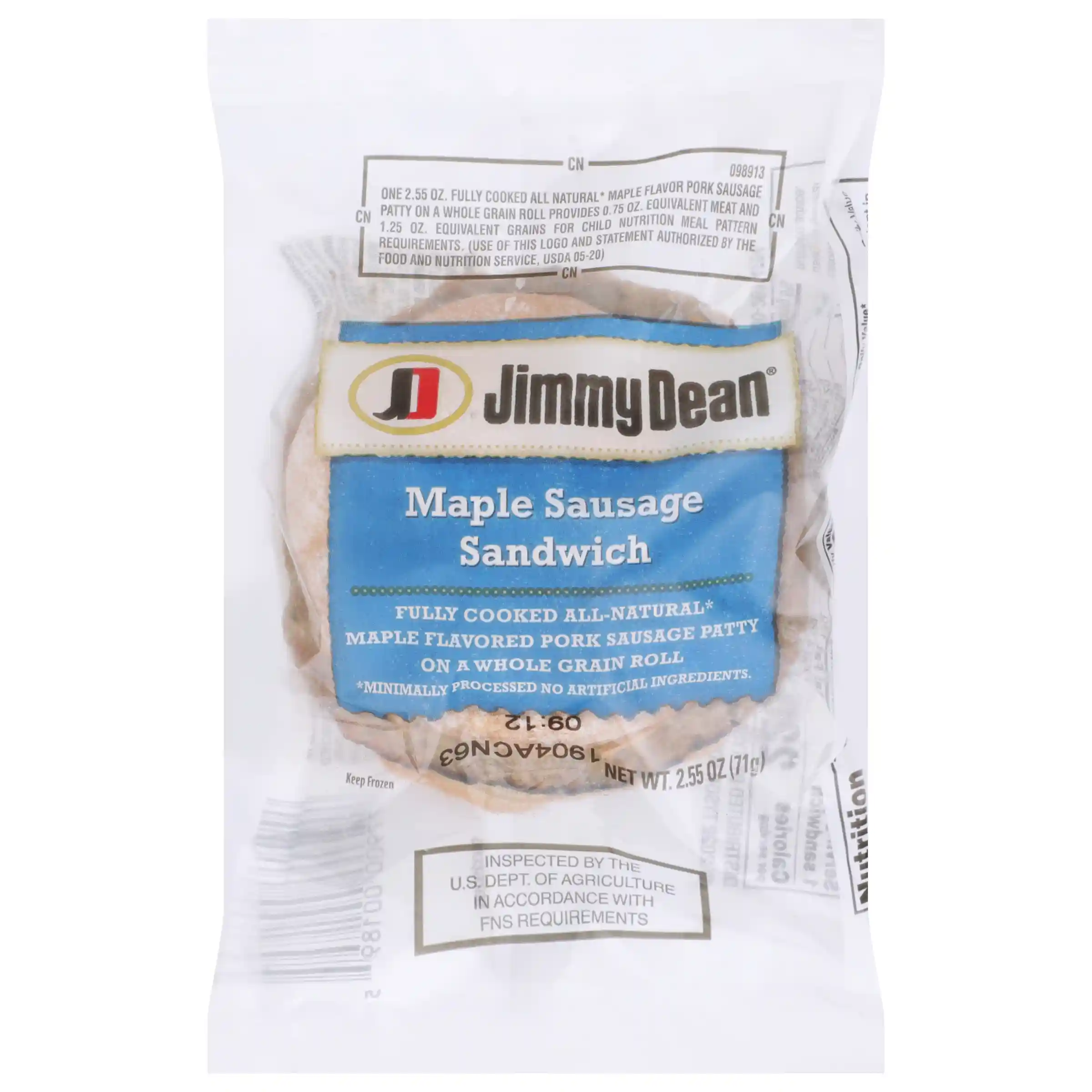Jimmy Dean® Individually Wrapped Maple Flavored Breakfast Sausage Sandwich, 100/2.55 oz._image_3