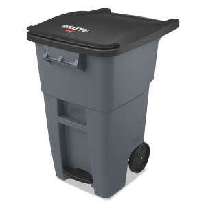 Rubbermaid Commercial, Step-On Rollout, 50gal, Resin, Gray, Square, Receptacle