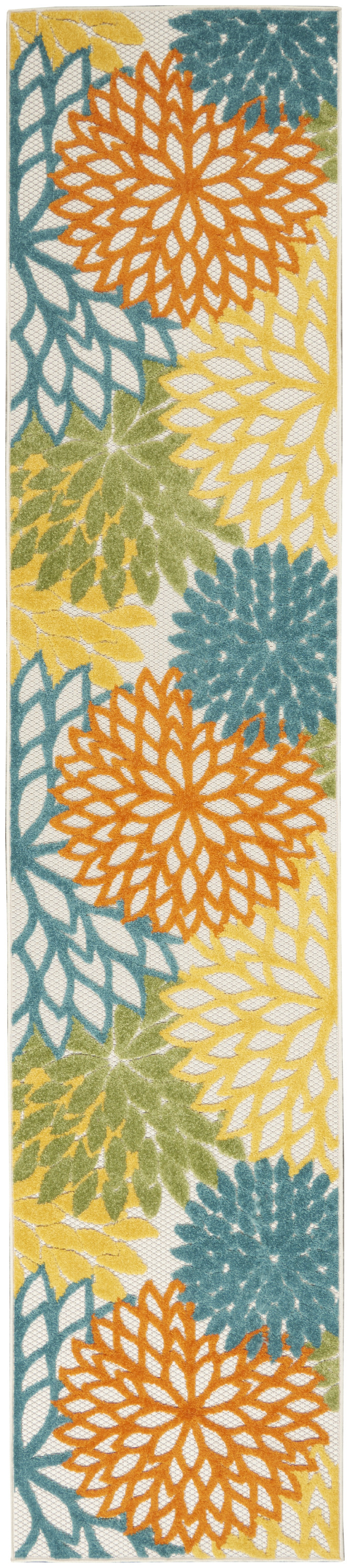 Nourison Aloha 2'3" x 12' Turquoise Multicolor Tropical Rug