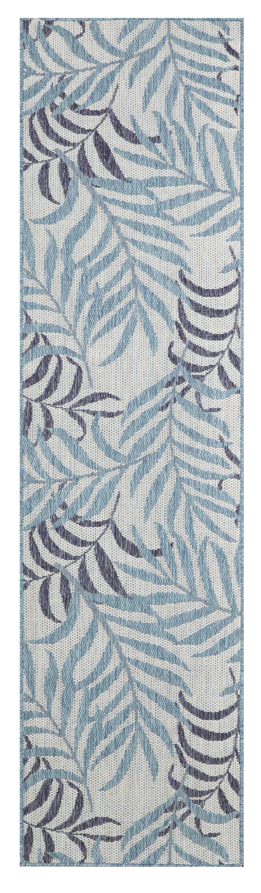 Nourison Garden Oasis 2' x 6' Blue Tropical Rug