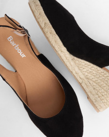 Hazel Espadrille Wedges Black Suede