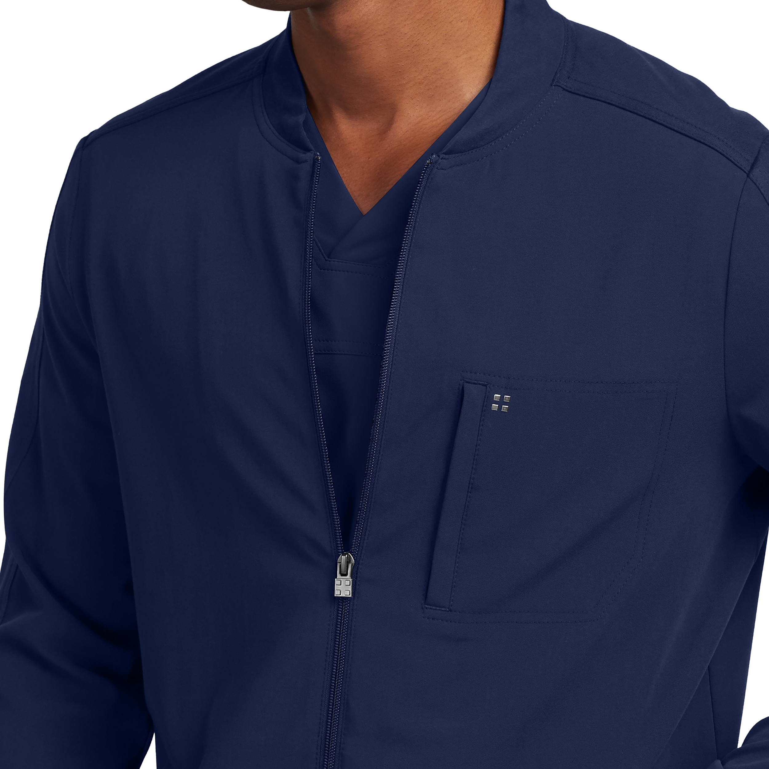 White Cross CRFT WJ705 Men&#8216;s Stain Resistant 3-Pocket Zipper Front Scrub Jacket-White Cross