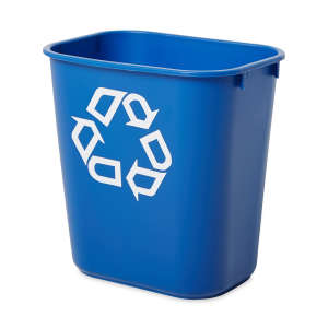 Rubbermaid Commercial, Deskside Recycling, 3.4gal, Resin, Blue, Rectangle, Receptacle