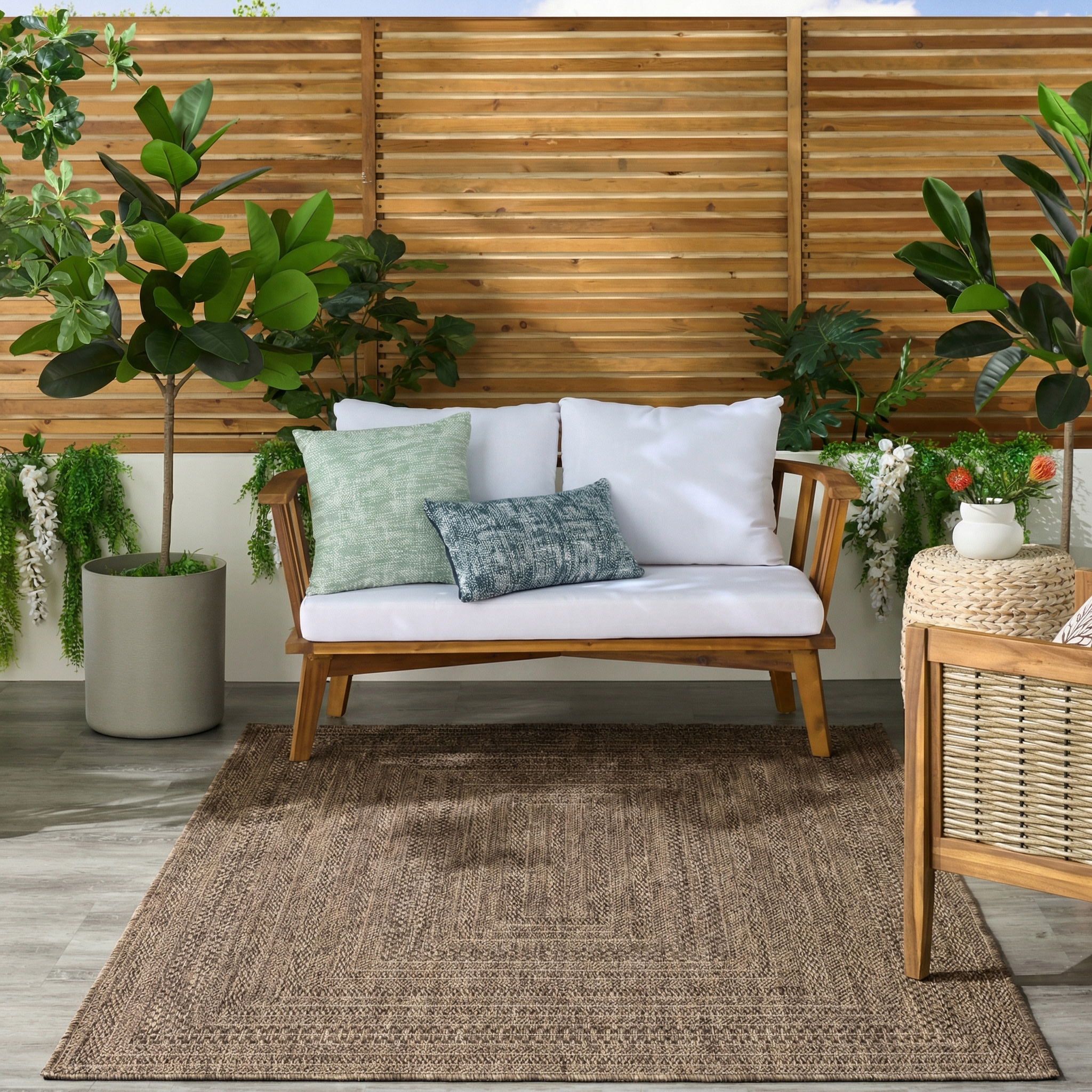 Nourison Tulum 4' x 6' Brown Outdoor Rug