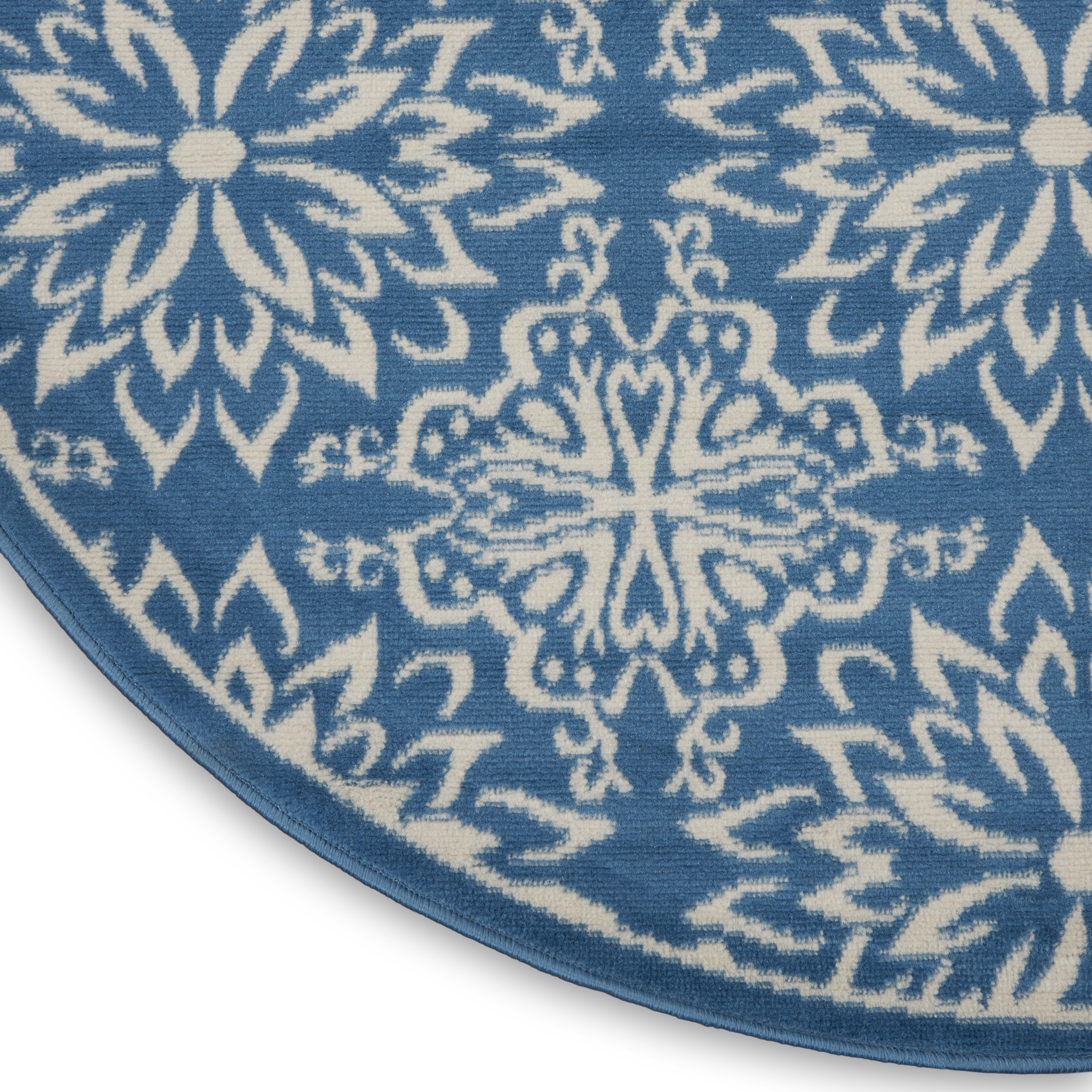 Nourison Jubilant 5'3" x Round Ivory Blue Farmhouse Indoor Rug