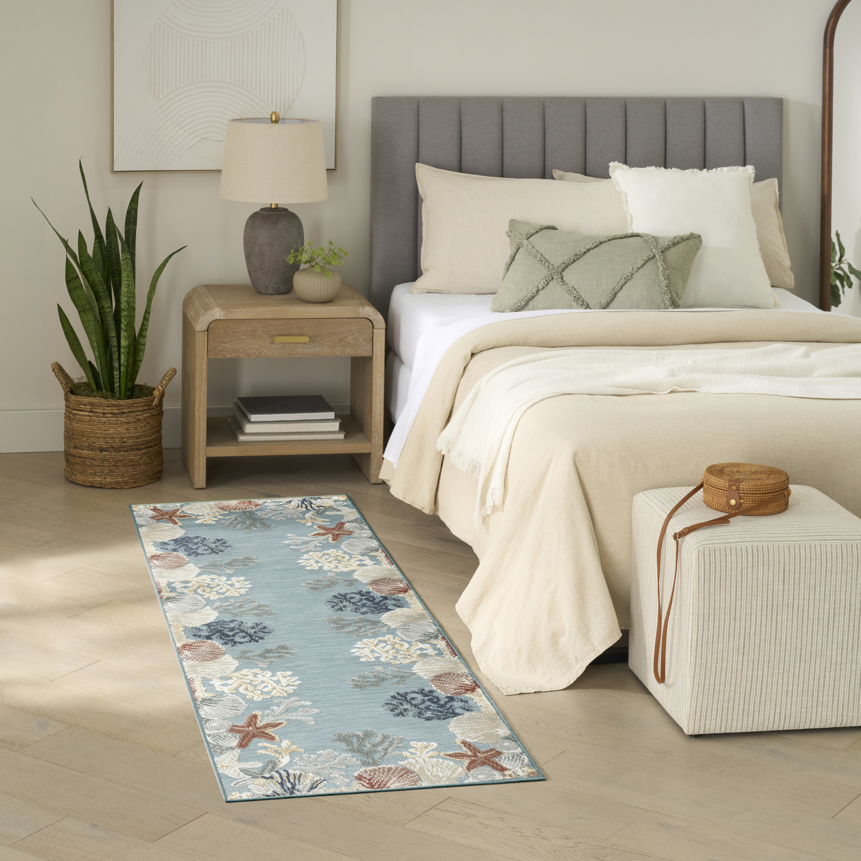 Nourison Suncoast 2' x 6' Teal Multicolor Coastal, Nautical & Beach Rug