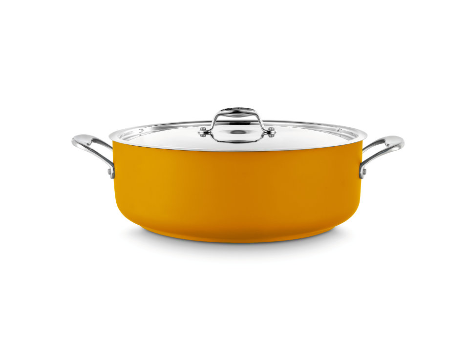 Cacerola baja con tapa Cool Line de 24 centímetros de acero inoxidable 18/10 Amarillo