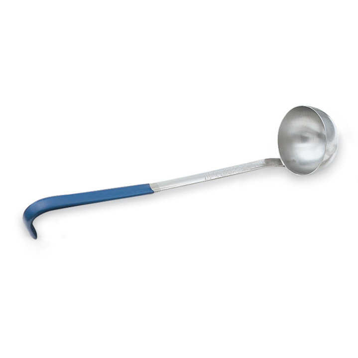 2-ounce two-piece stainless steel ladle with Kool-Touch® handle in blue
