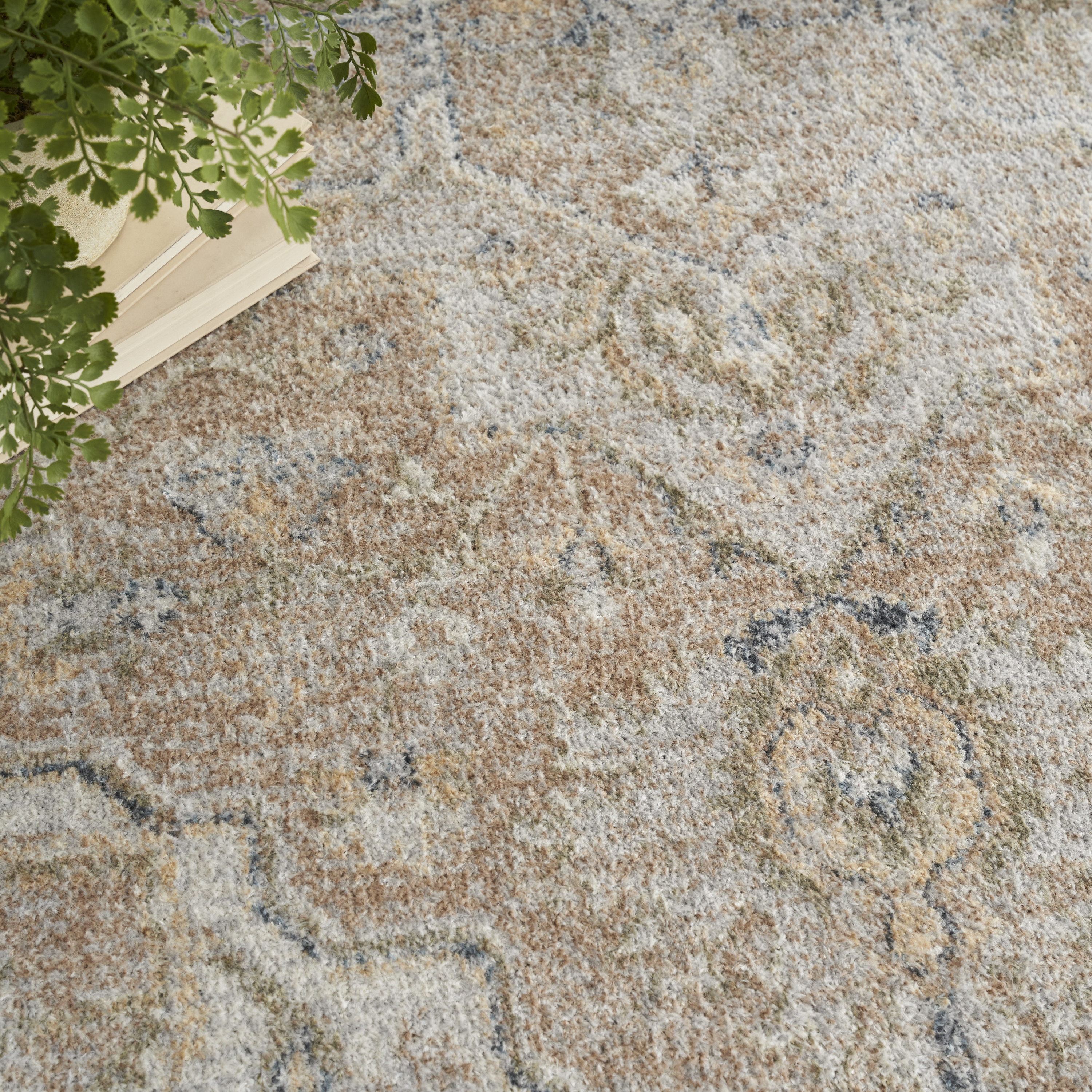Nourison Astra Machine Washable 6'7" x 9' Beige Vintage Indoor Rug
