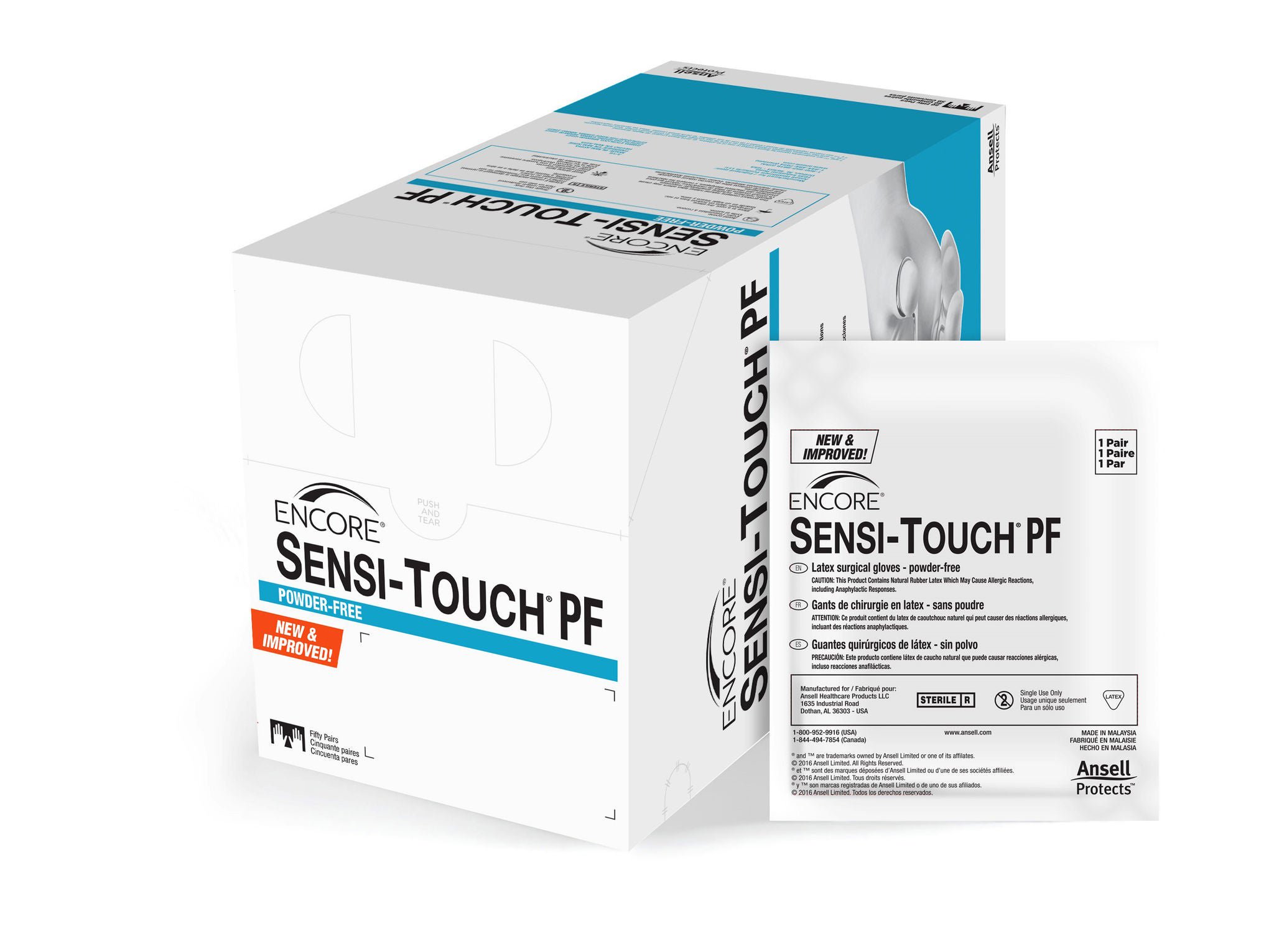 Encore® Sensi-Touch® PF Latex Surgical Glove, Size 8, Natural