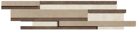 Bushwick White/Taupe/Brown 6×24 Listello Mix 3D Deco Soft