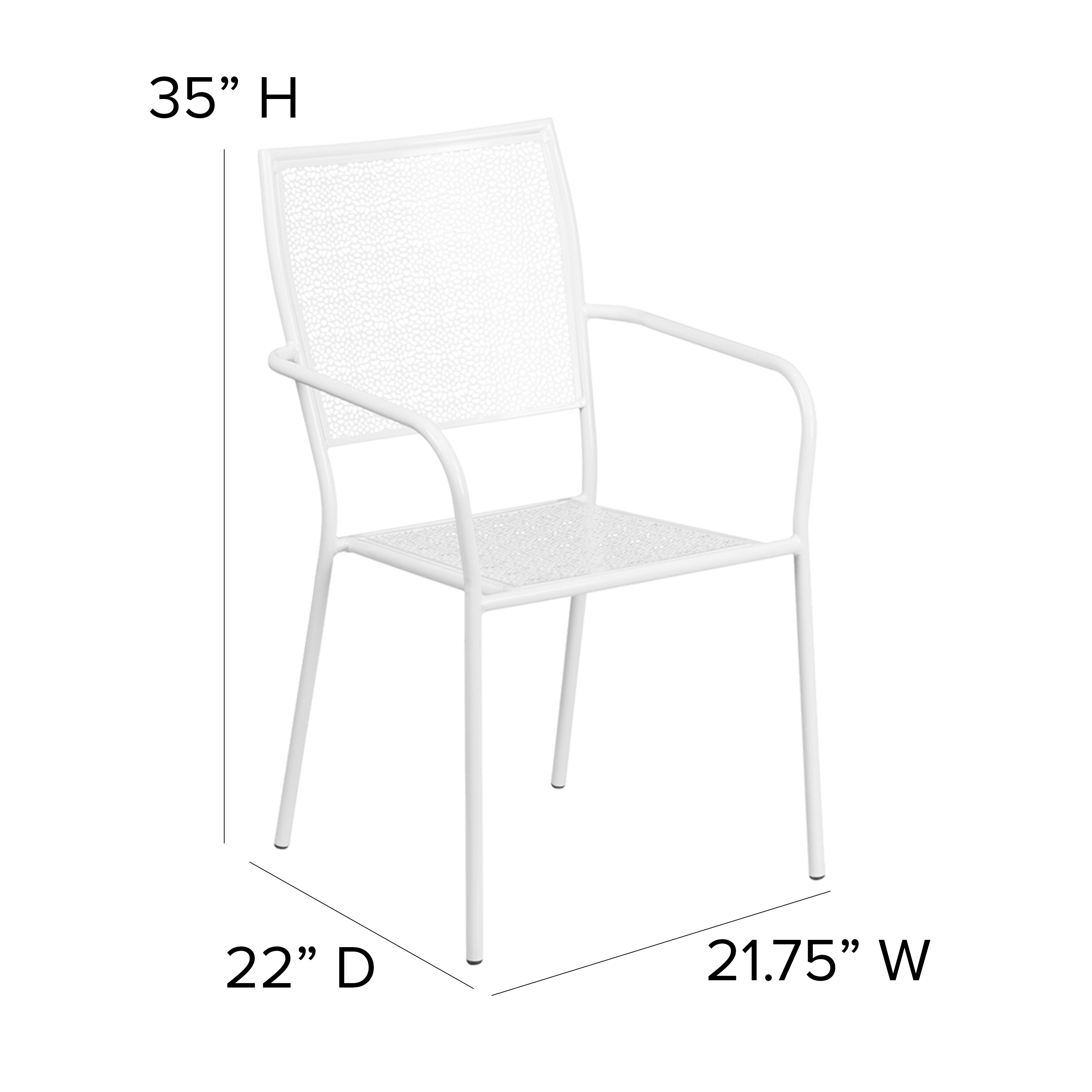 Commercial Grade Sky Blue Indoor-Outdoor Steel Patio Arm Chair with Square Back - Picture 15 of 61