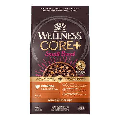 Wellness CORE+ Wholesome Grains Small Breed Original Turkey & Chicken with Freeze Dried Turkey Front packaging