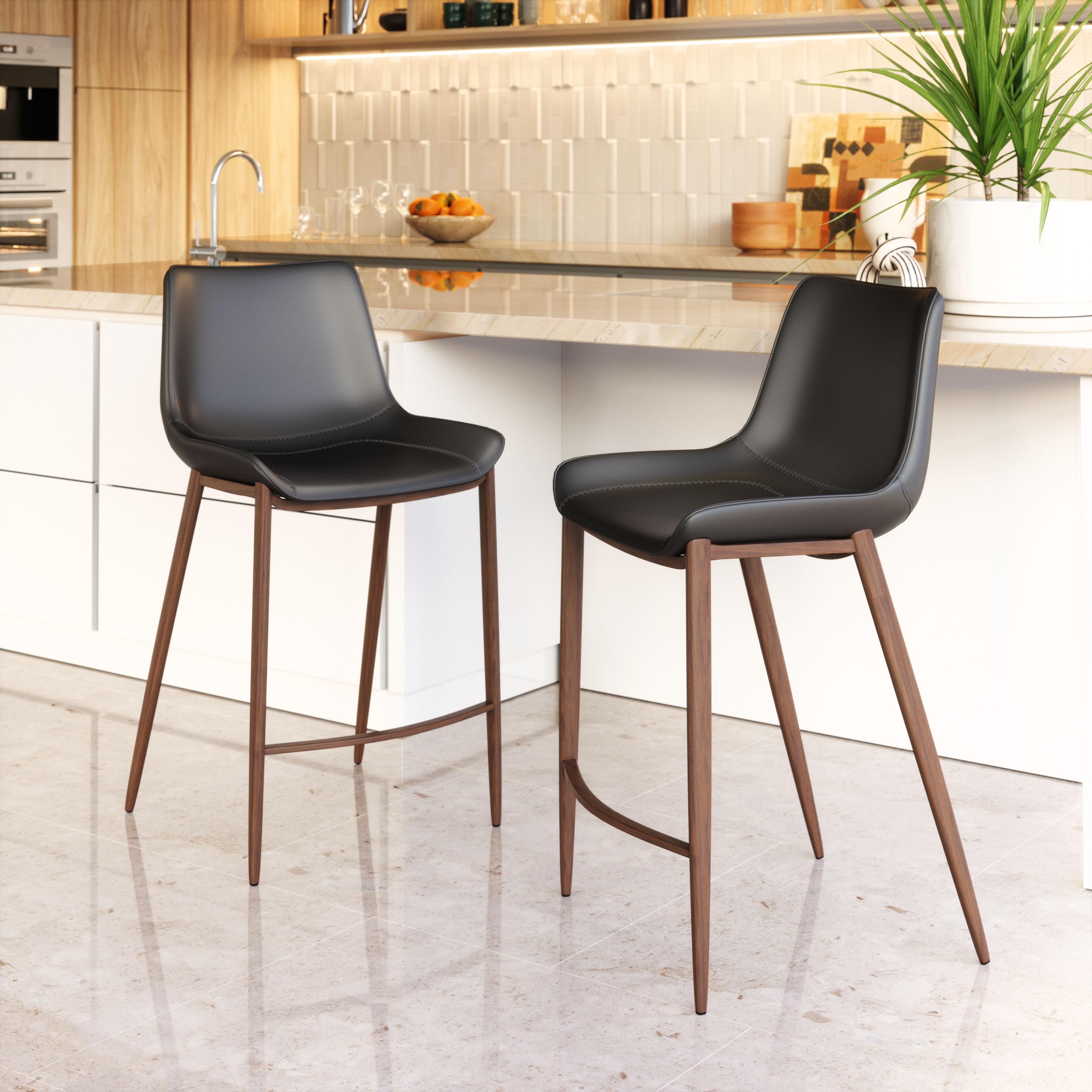 Magnus Counter Stool (Set of 2) Black & Walnut product image