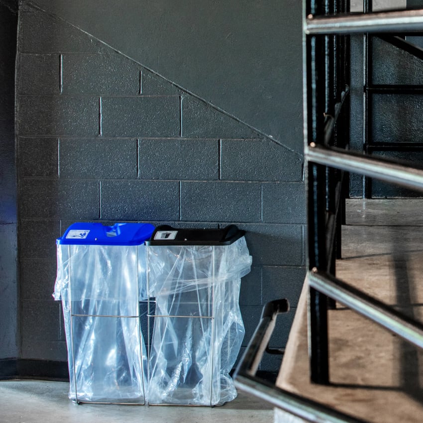 event containers for recycling and waste collection at a local arena