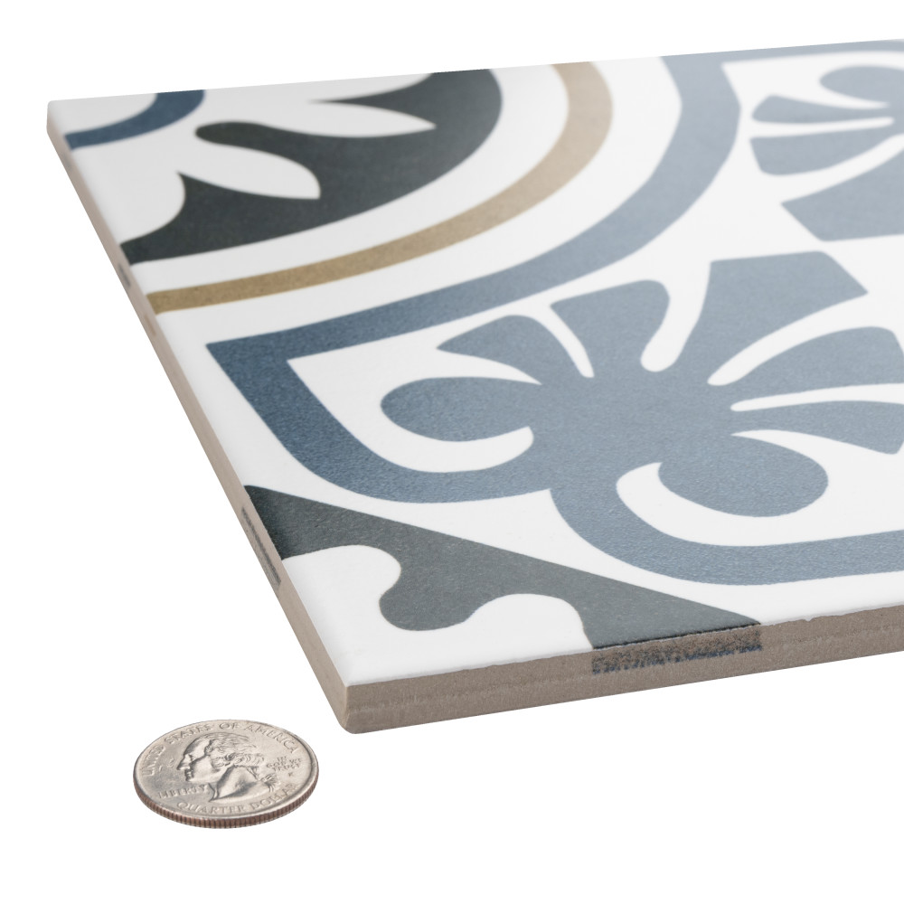 Majestic Tiena Blue 9-3/4 in. x 9-3/4 in. Porcelain Floor and Wall Tile