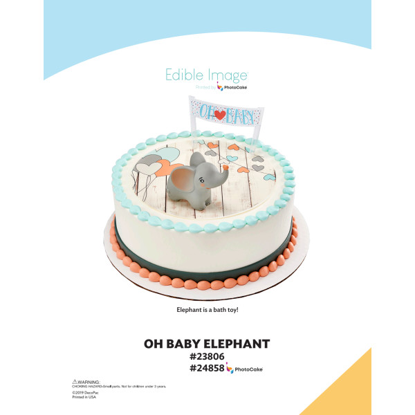 Oh Baby Elephant The Magic of Cakes® PhotoCake® Enhanced Round Background Page