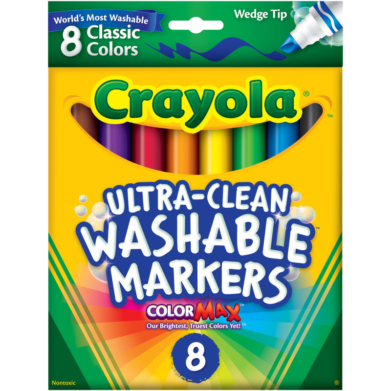 Ultra-Clean Washable Markers, Wedge Tip, 8 Count
